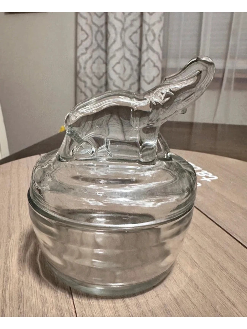 Jeannette Clear Glass Elephant Lidded Jar